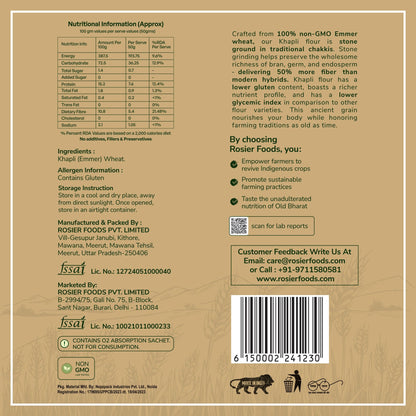Rosier Foods Khapli (Emmer) Wheat Atta
